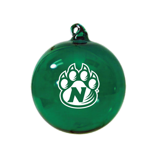 Northwest Bearcats Green Glass Christmas Ornament